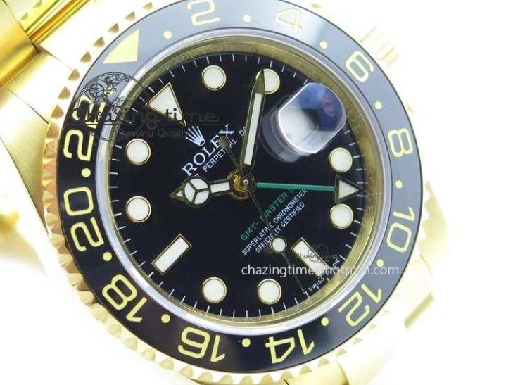 MiroTime 0116 RelaxedFit GMT-Master II 116718 LN Bp-Maker Best Edition YG Wrapped Bezel Black Dial On YG Bracelet ETA 3988